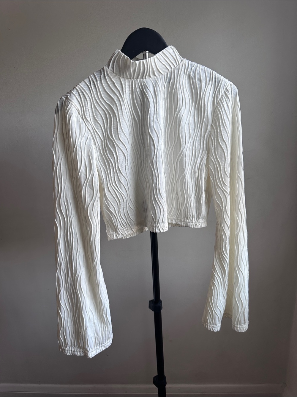 Cropped Mock Neck Long Sleeve Top